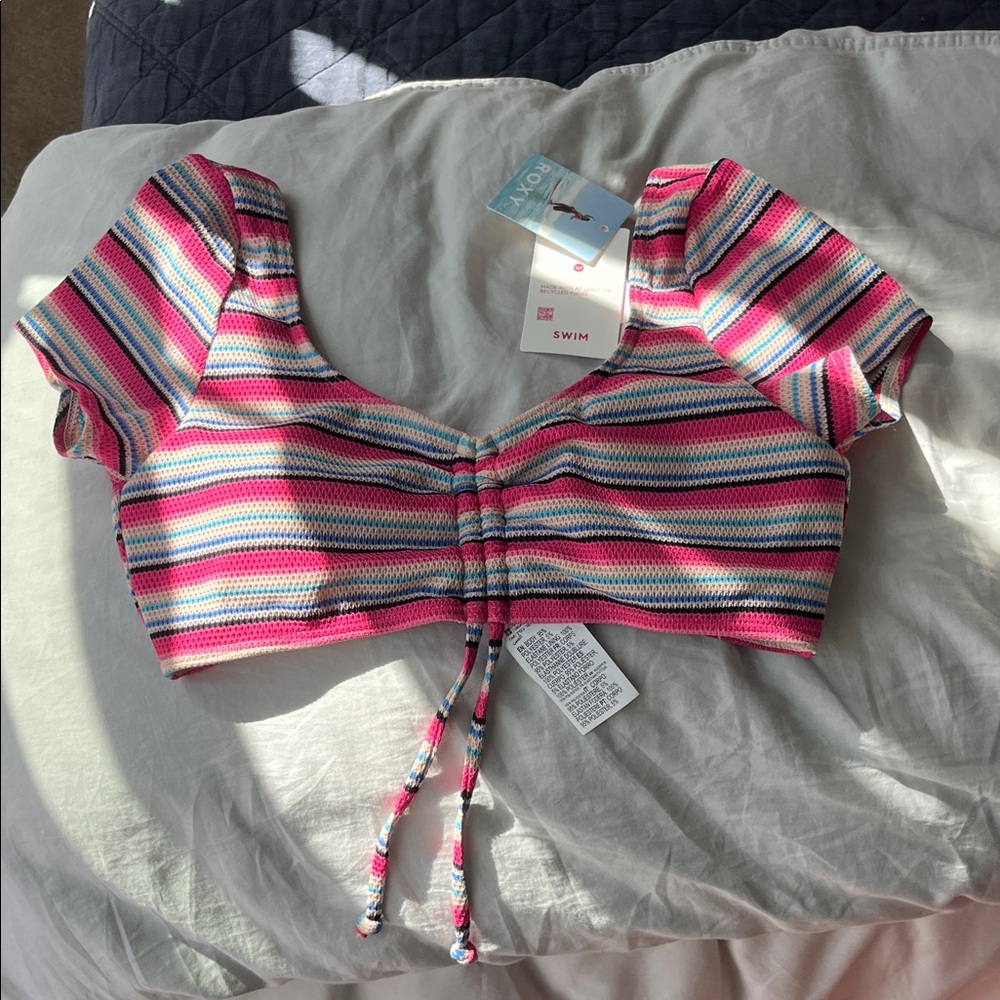 Roxy Paraiso Stripe Crop Top — Pink Multi